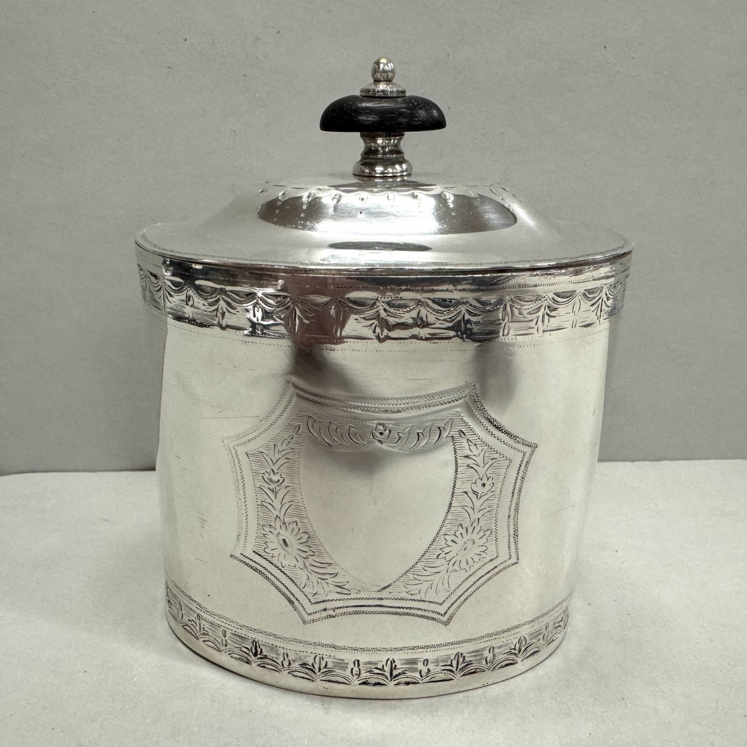 A George III Sterling Silver Oval Tea Caddy