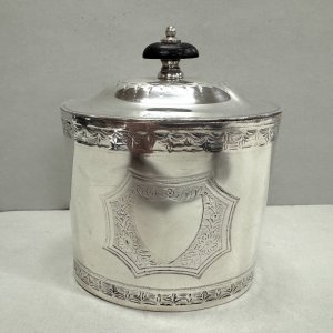 A George III Sterling Silver Oval Tea Caddy