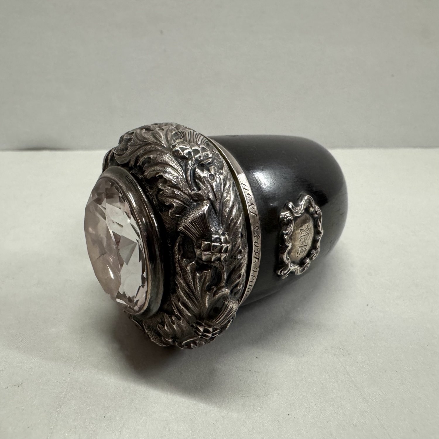 A 19th Century Scottish Sterling Silver & Cairngorm Snuff Mull 