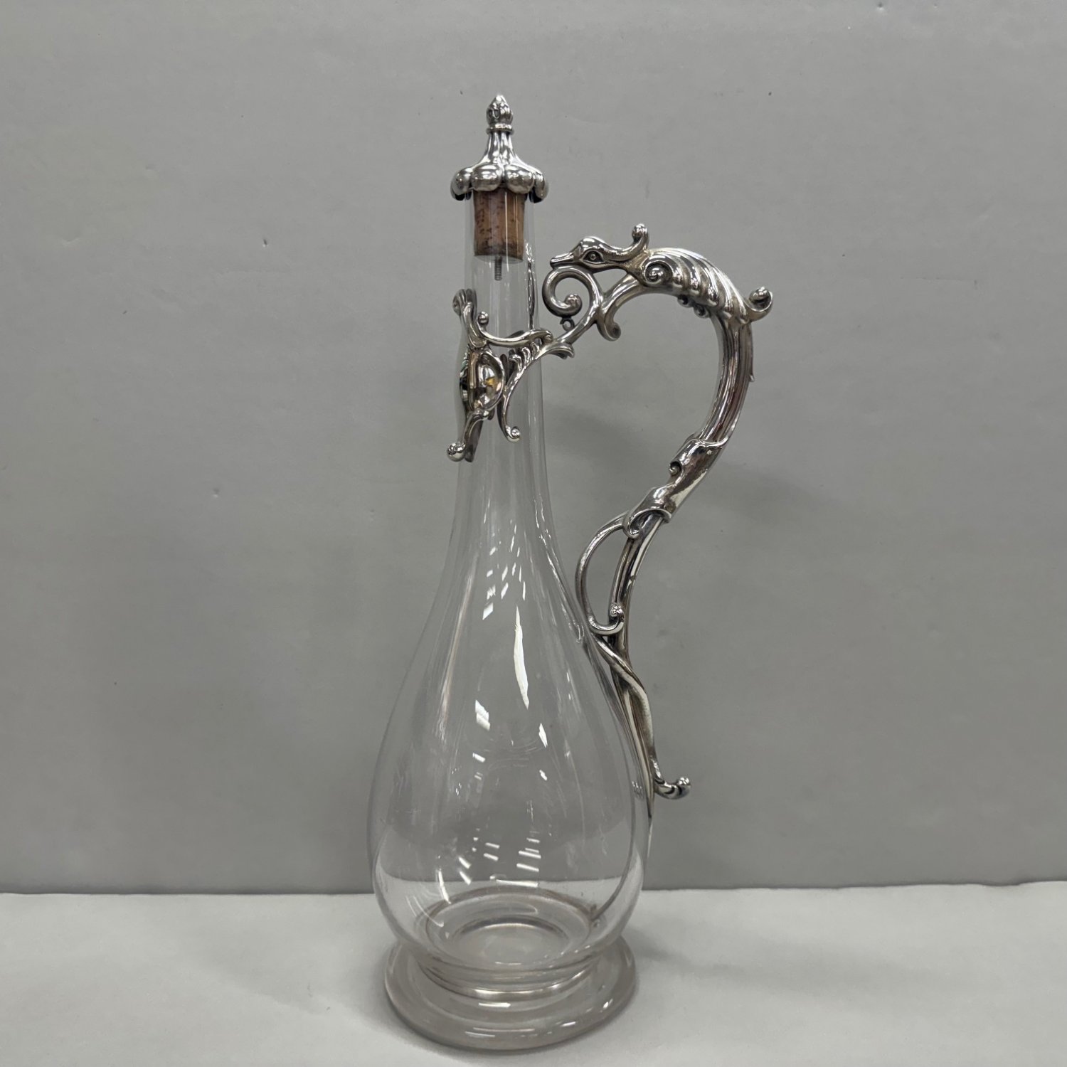 A Victorian Sterling Silver Mounted Cut Crystal Claret Jug