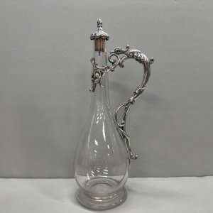 A Victorian Sterling Silver Mounted Cut Crystal Claret Jug