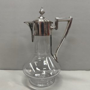 A 19th Century English Silver Plate Mounted Cut Crystal Claret Jug 