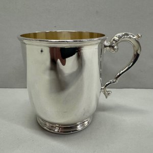 A Heavy Sterling Silver Scroll Handle Child's Mug