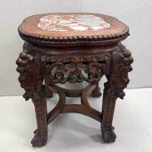 A Chinese Carved Hardwood Stool