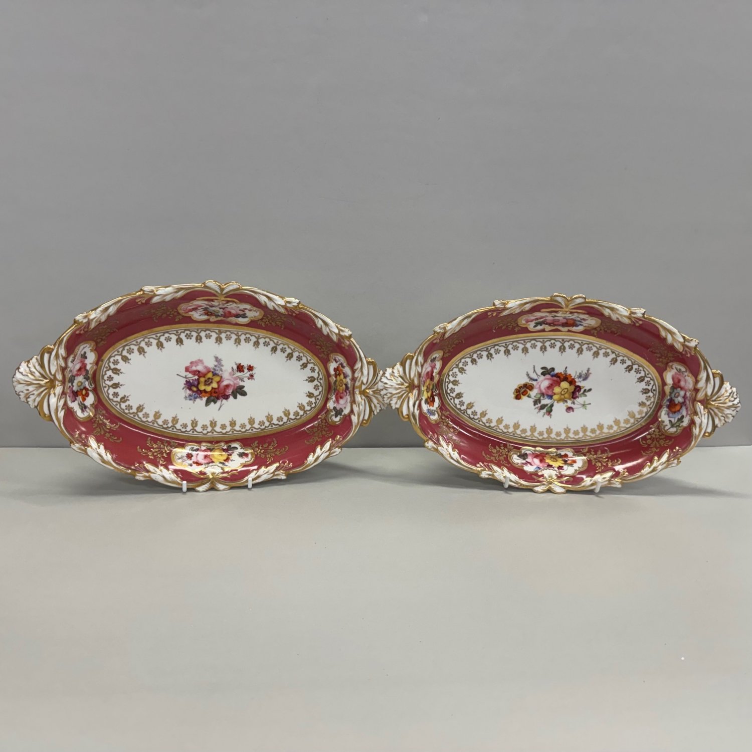 19th Century Ridgway Maroon Ground Dishes