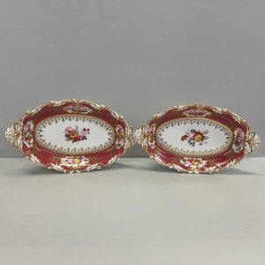 19th Century Ridgway Maroon Ground Dishes