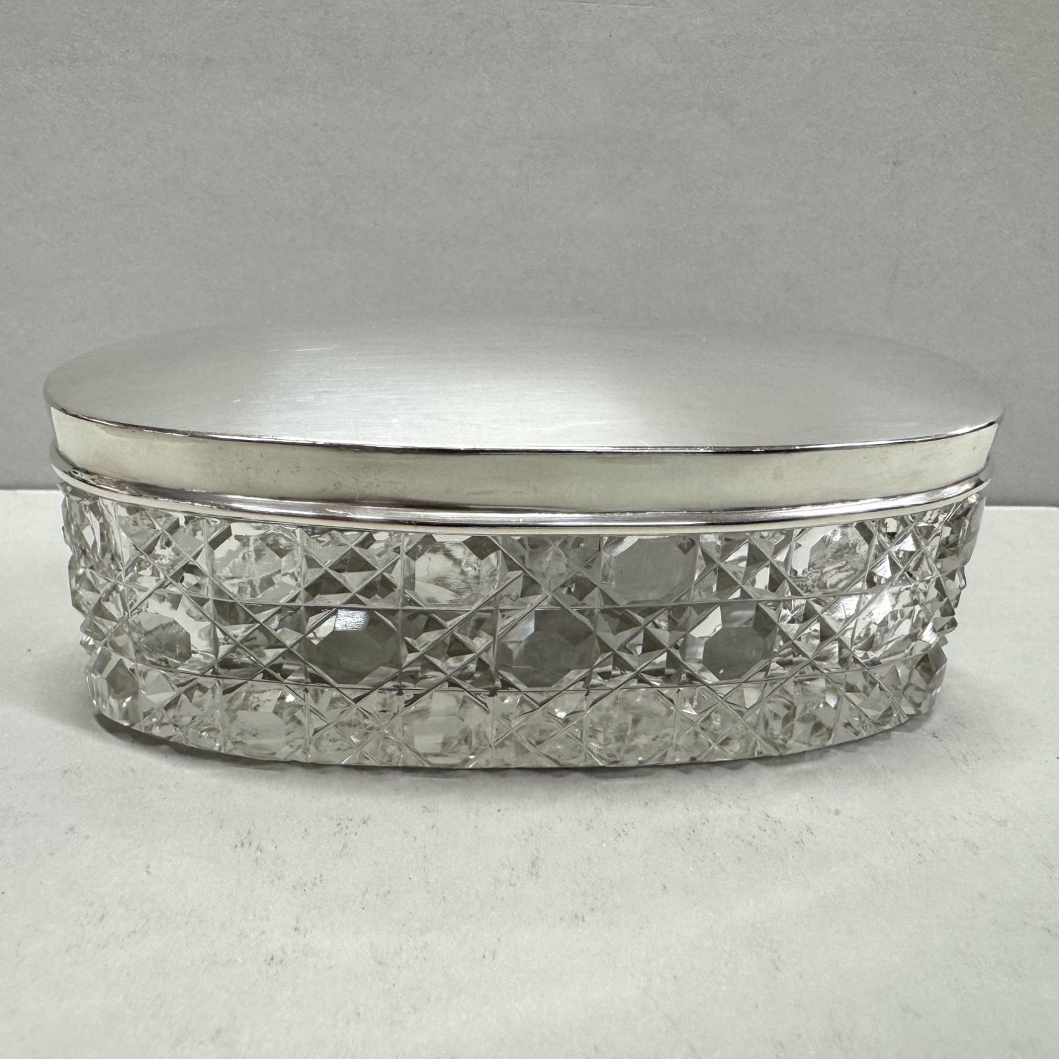 A Sterling Silver Crystal Toilet Jar