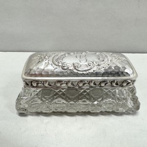 A Sterling Silver Crystal Toilet Jar