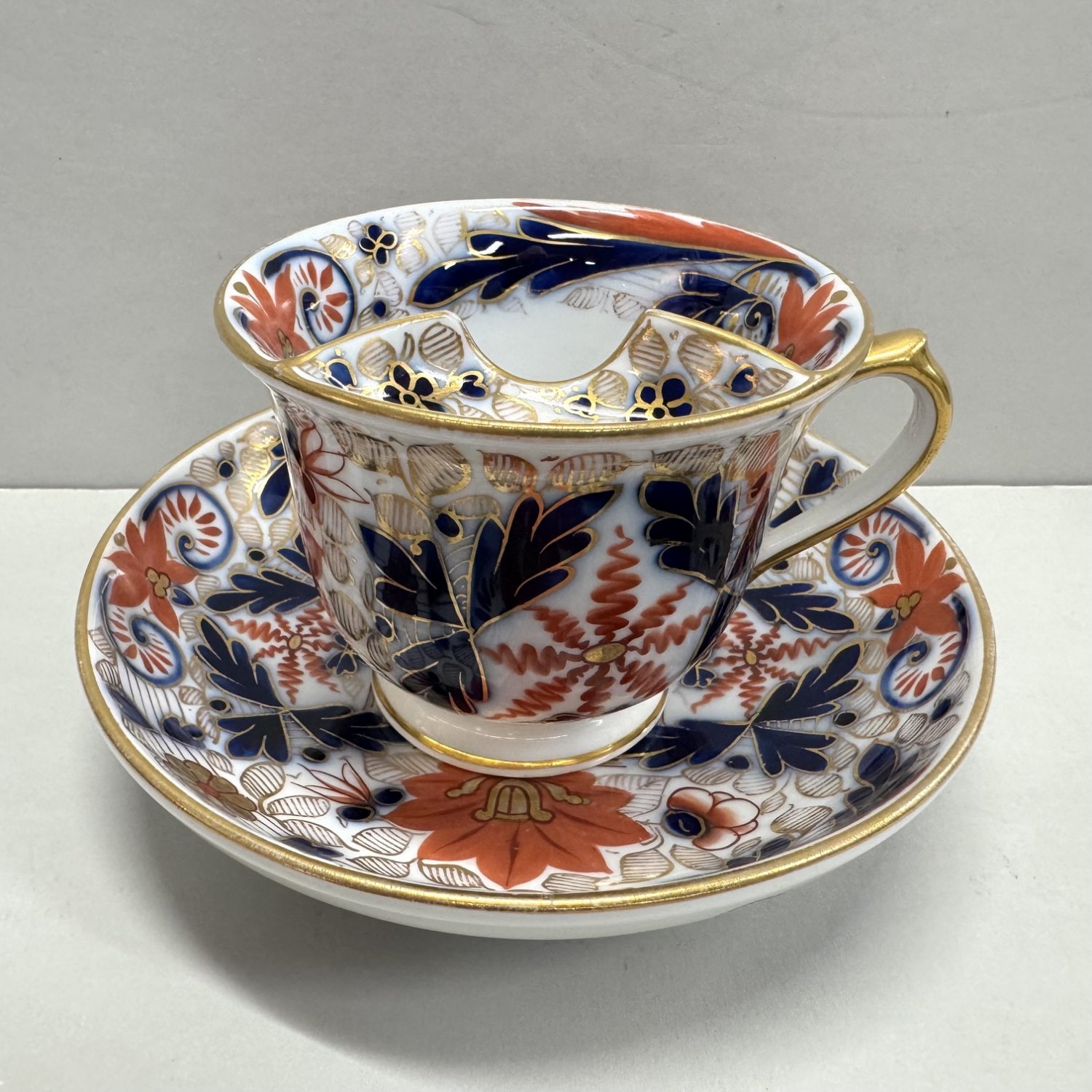 A 19th Century 'Moustache' Oversized Teacup and Saucer