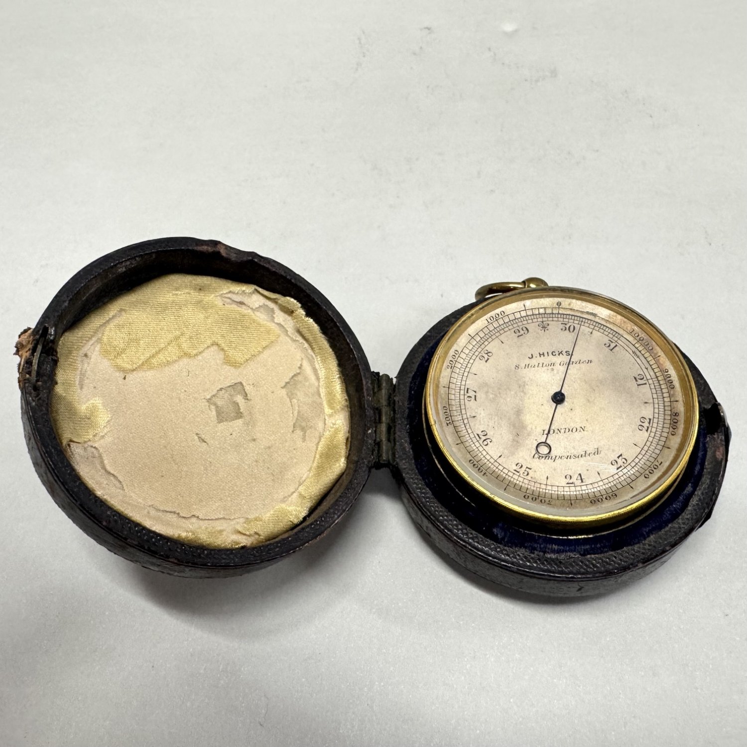 19th Century Pocket Brass Cased Barometer and Altimeter
