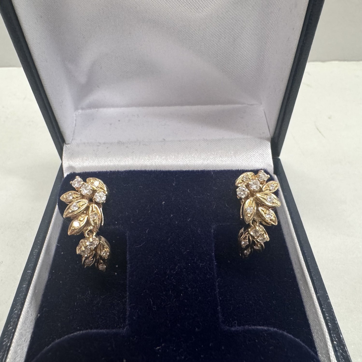 A Pair of Italian 14ct.Gold and Diamond Earings.