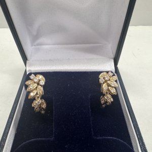A Pair of Italian 14ct.Gold and Diamond Earings.