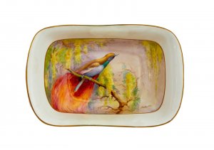 Royal Worcester hand painted and signed (R.Austin) Bird of Paradise dish