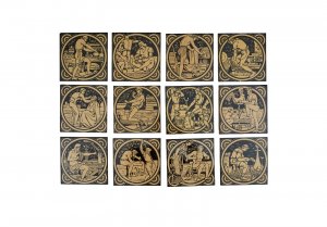 Complete set of 12 Minton Tiles, ‘The Trades'