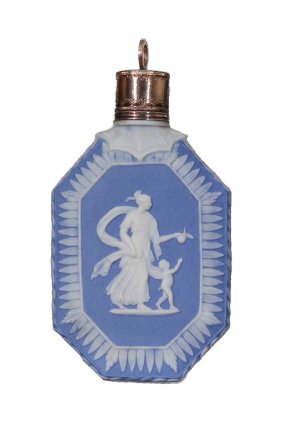Wedgwood blue jasper scent bottle - octagonal