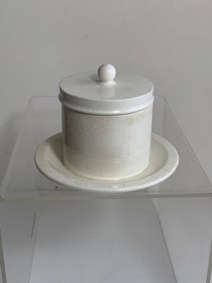 Wedgwood creamware small covered butter top on integral stand