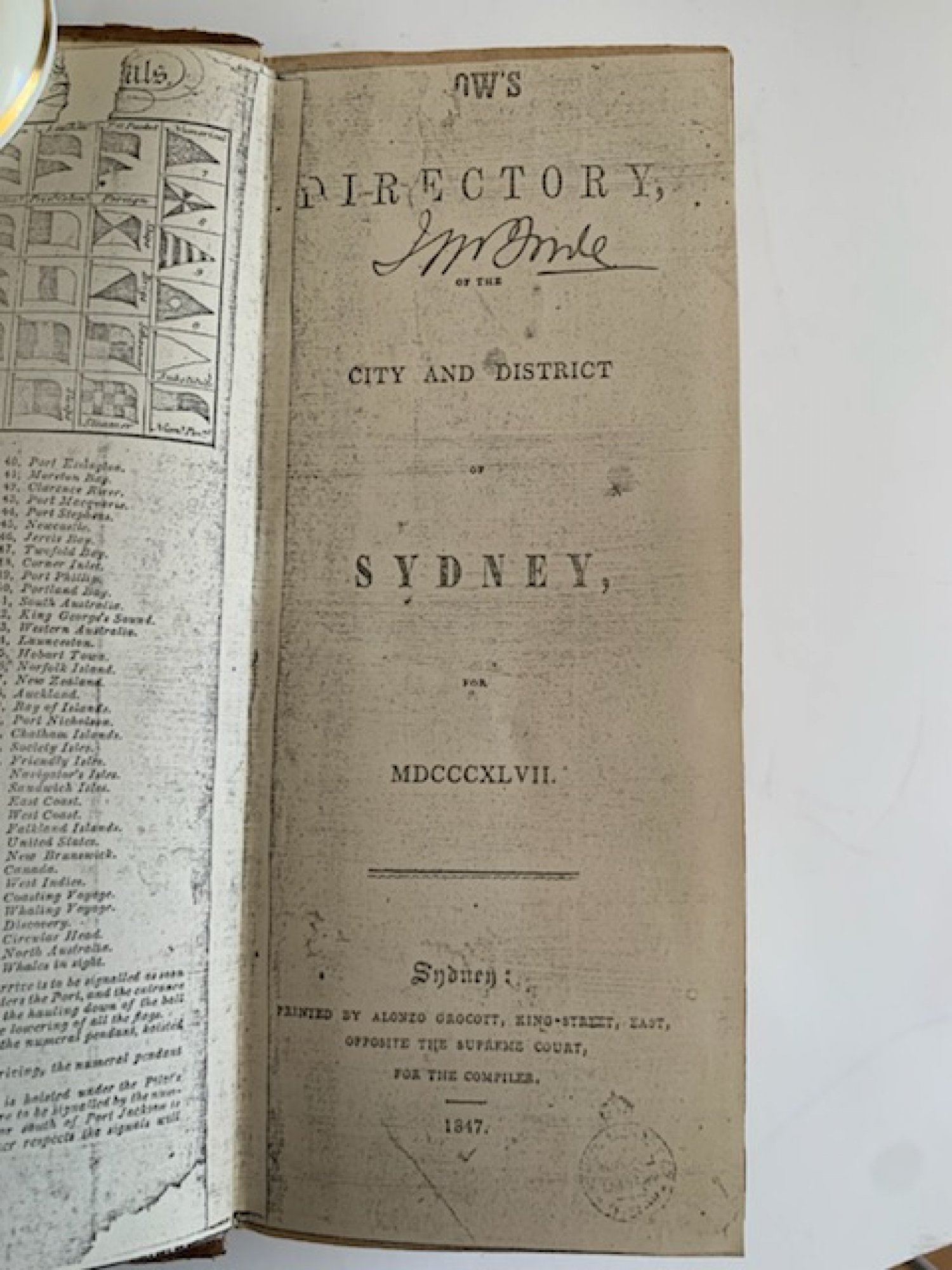 “Lows Directory for City and District of Sydney,1847”