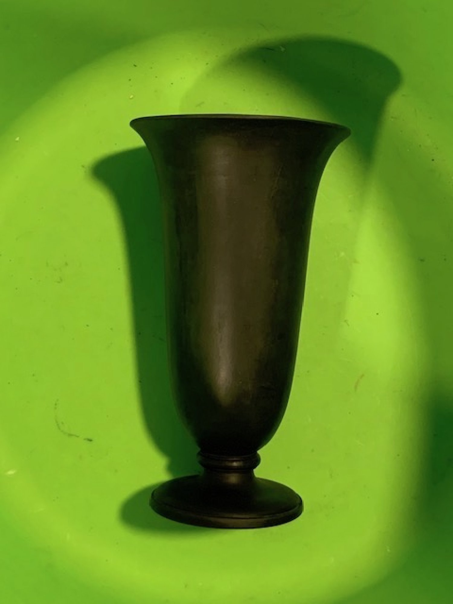 Wedgwood black basalt tall footed trumpet shape vase
