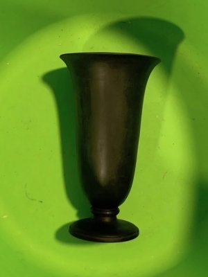 Wedgwood black basalt tall footed trumpet shape vase