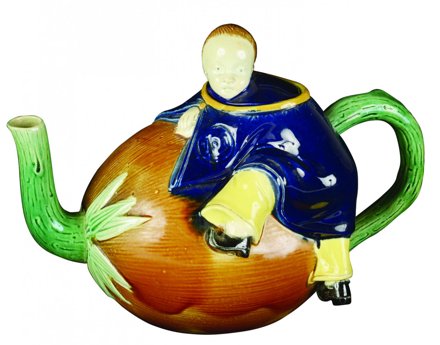 Majolica Joseph Holdcroft 'Chinaman' teapot