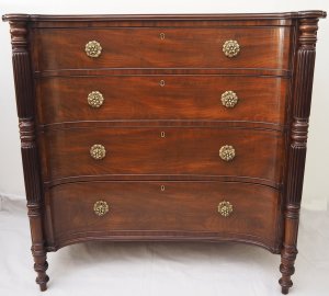 A very rare Regency period concave mahogany chest of drawers attributed to William Trotter of Edinburgh c1820