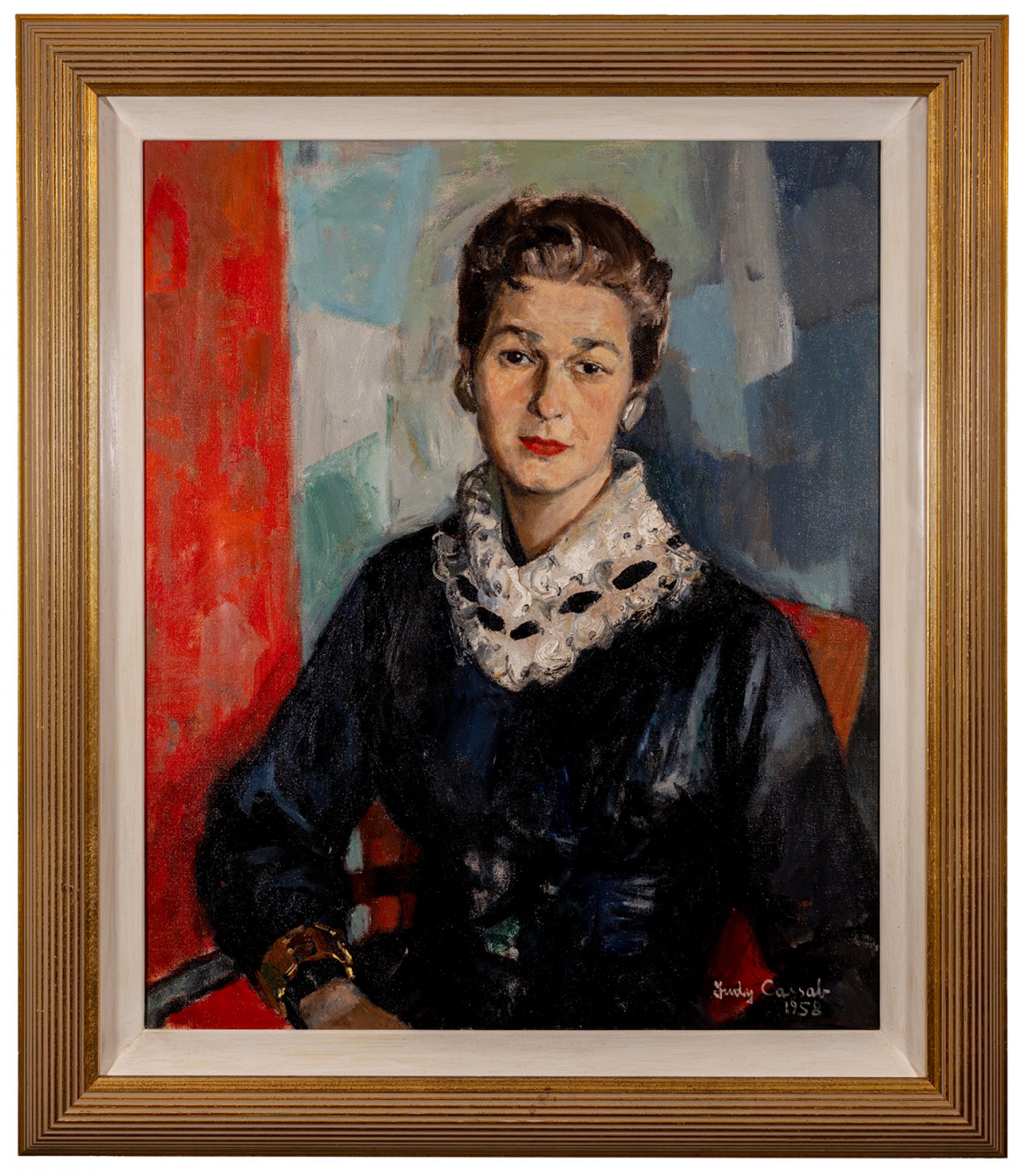 ‘Portrait of a Woman in Black’ oil on canvas dated 1958 by Judy Cassab