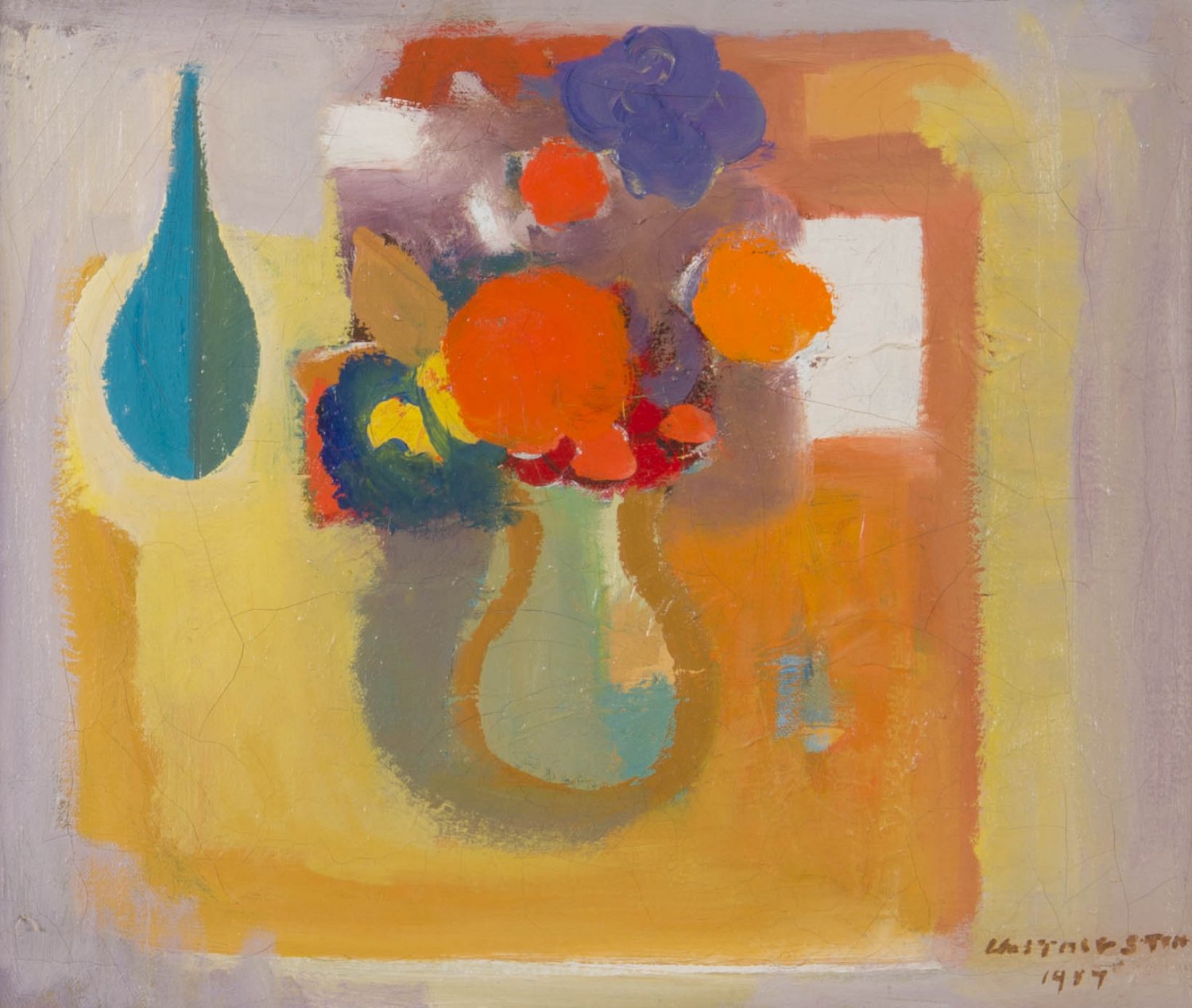 (Flowers and Blue Vase)