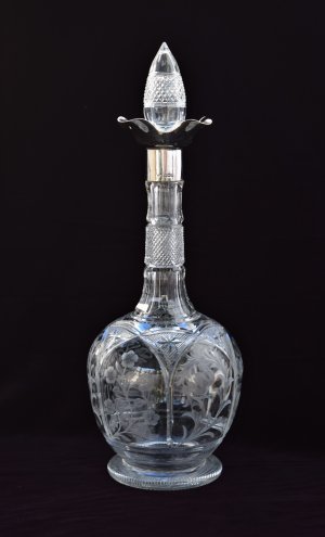 Cut Crystal & Sterling Silver Decanter