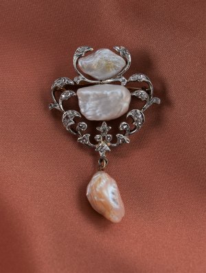 Belle Époque Diamond & Pearl Brooch/Pendant