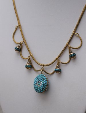 Victorian Turquoise & Pearl Necklace