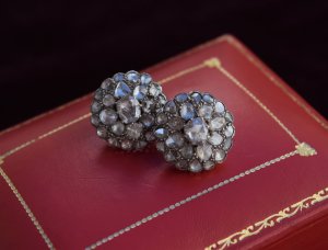 Spanish Rose Cut Diamond Cluster Earrings