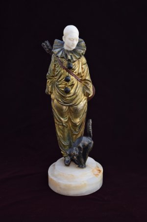 Pierrot in Bronze & Ivory by Omerth