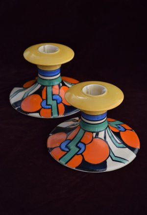 Clarice Cliff 'Picasso' Candlesticks