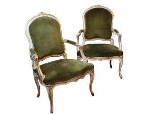 C1770 PAIR Louis XV fauteuil Armchairs