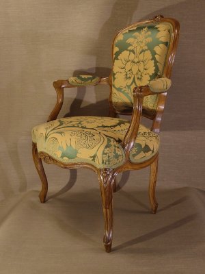 PAIR signed Paris Louis XV fauteuil armchairs by Louis Falconet