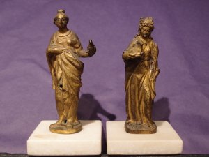 Pair of Gilt Bronze Saints