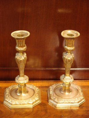 Pair of signed HENRI PICARD (Supplier to Napoleon III) Louis XIV style Ormolu Candlesticks