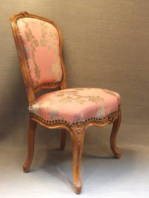 C1765 set of 4 Louis XV Paris Chairs by Pierre Forget, maitre 1755, Signed.