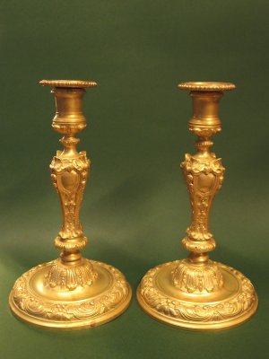  C1720 Pair of French Regence Bronze Candlesticks