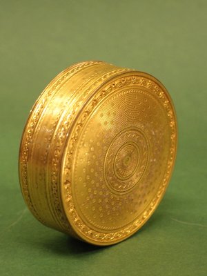 Gilded Copper Circular French Snuff Box