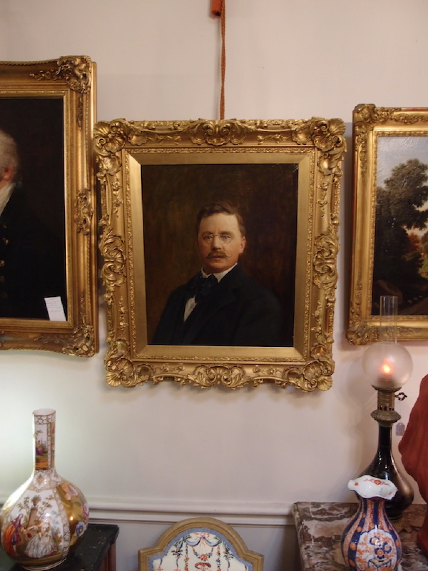 Oil Portrait Gentleman in Fine Rococo Gilded Frame C1920 Roy's