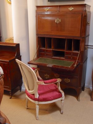 Louis XV French Mahogany “Port” Double Bureau Abattant Desk