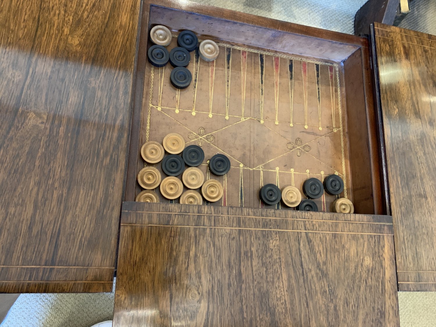 Regency Rosewood Games and Sewing Table