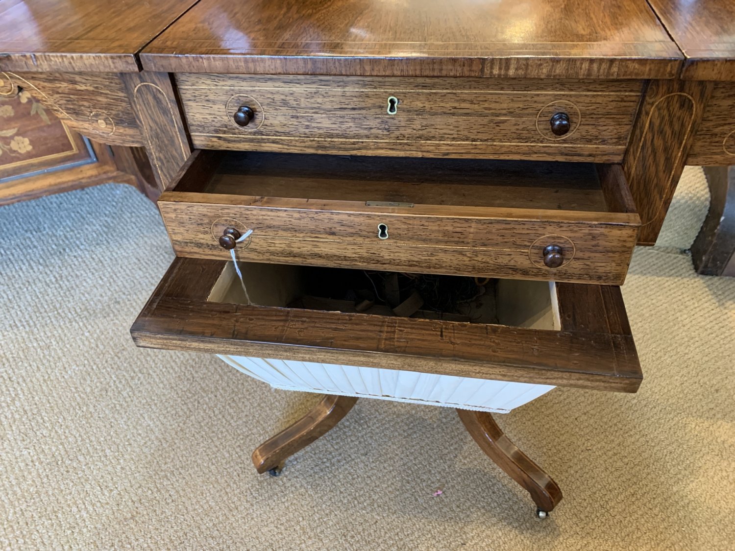 Regency Rosewood Games and Sewing Table