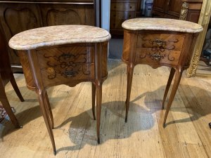 Pair of Kidney Shaped Bedside Chests