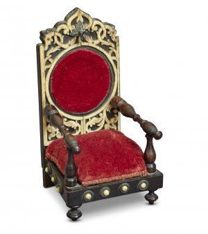 Mid 19th Century European Pocket watch Holder in the form of a chair with bone fretwork