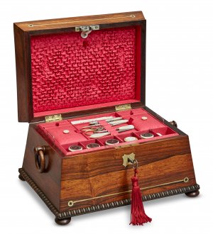 William IV Rosewood Sarcophagus Shaped Sewing Box