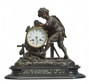 19th Century French Bronze Figured Mantle Clock