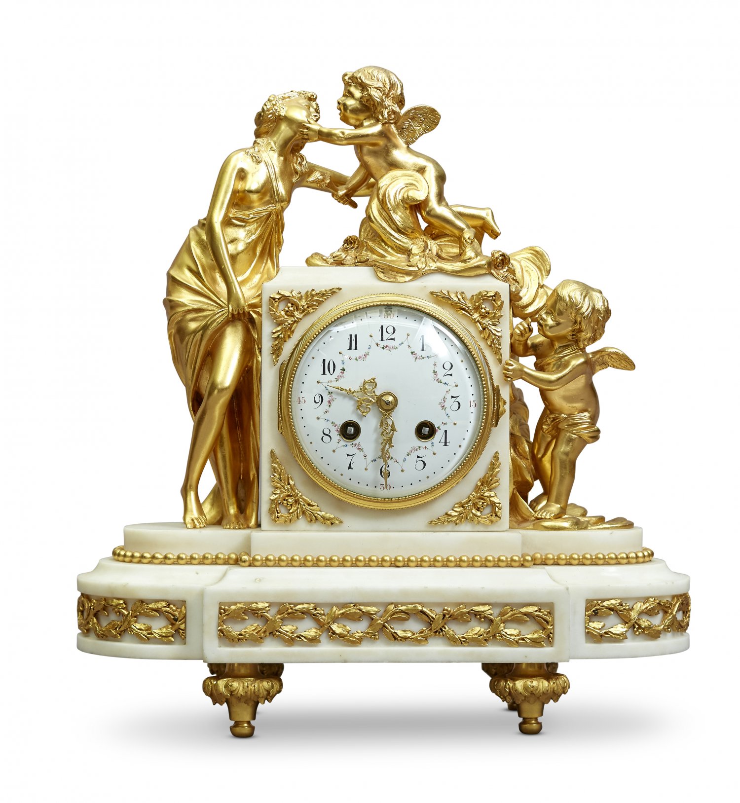 19th Century Gilt Bronze and Alabaster Mantle Clock