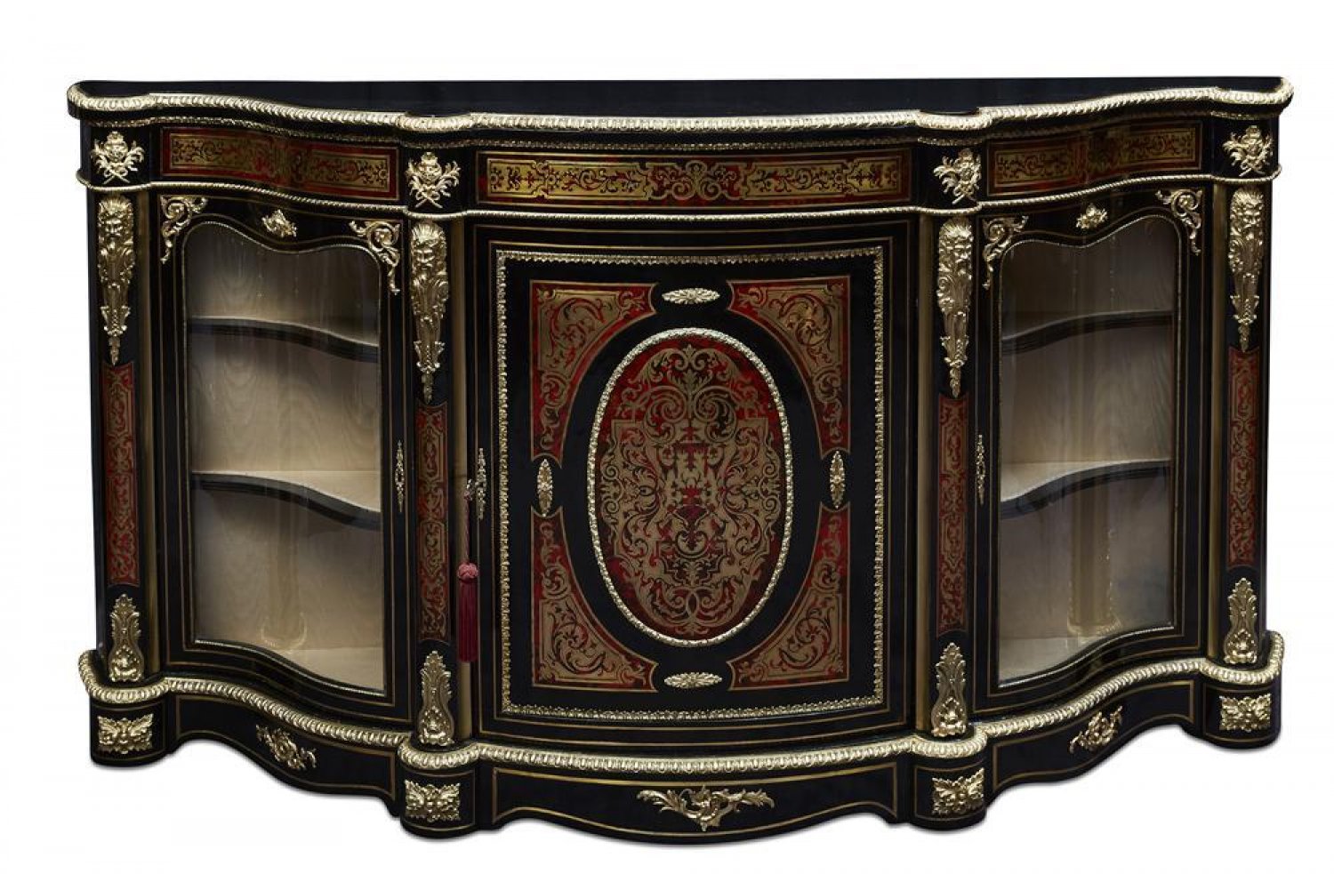 19th Century French Serpentine Boulle Credenza
